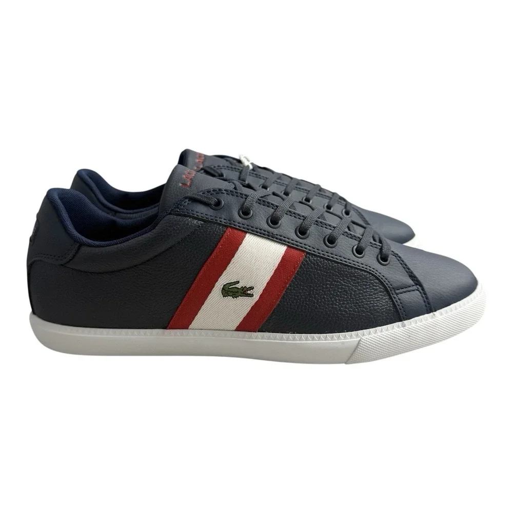 New Lacoste Grad Vulc‎ 120 Low Top Navy Leather Lifestyle Sneaker Men Size 13
